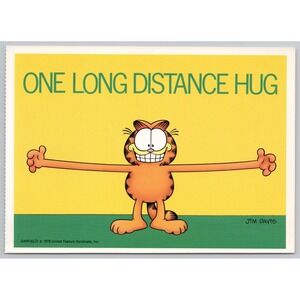 Vintage Garfield the Cat Postcard Jim Davis 1978 Long Distance Hug B1-21